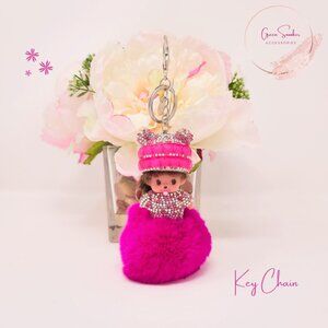 Keychain, Cute Monchichi, Pompon Ball